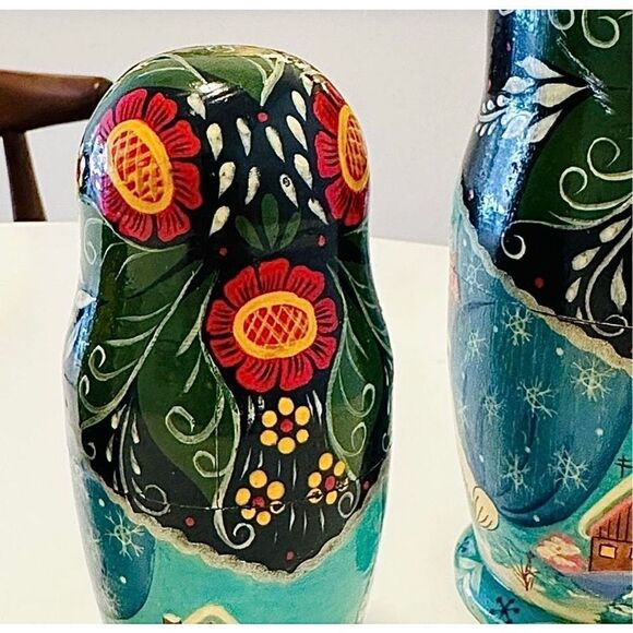 Vintage Hand Painted Nesting Dolls Signed - Picture 6 of 14